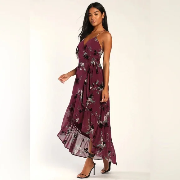 purple maxi bridesmaid dresses High V-Neck Velvet Bridesmaid Dresses With Sleeves main image 1